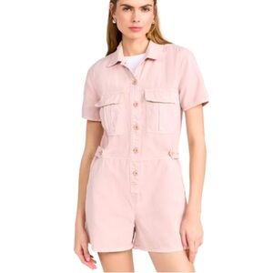 Blank NYC pink cotton collared romper